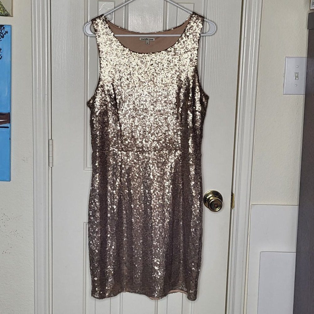 Charlotte Russe rose gold sequin dress size L